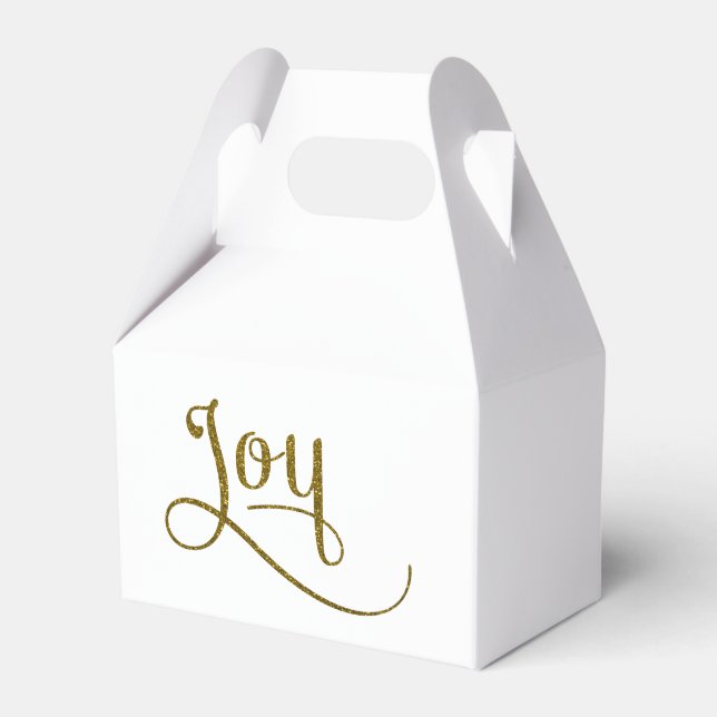 Joy Script Gold Glitter Favour Box (Front Side)