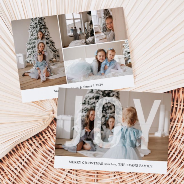 Joy Script Photo Collage Christmas Holiday Card (Creator Uploaded)