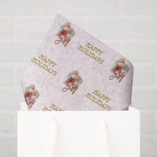 Joy Script Red Botanical Christmas Tissue Paper