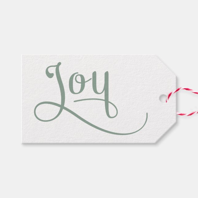 Joy Script Sage Gift Tags (Front (Horizontal))