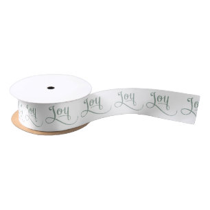 Joy Script Sage Satin Ribbon