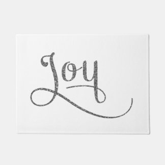 Joy Script Silver Glitter Doormat