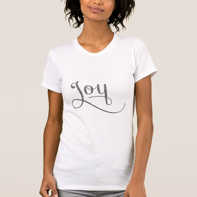 Joy Script Silver Glitter T-Shirt (Front)
