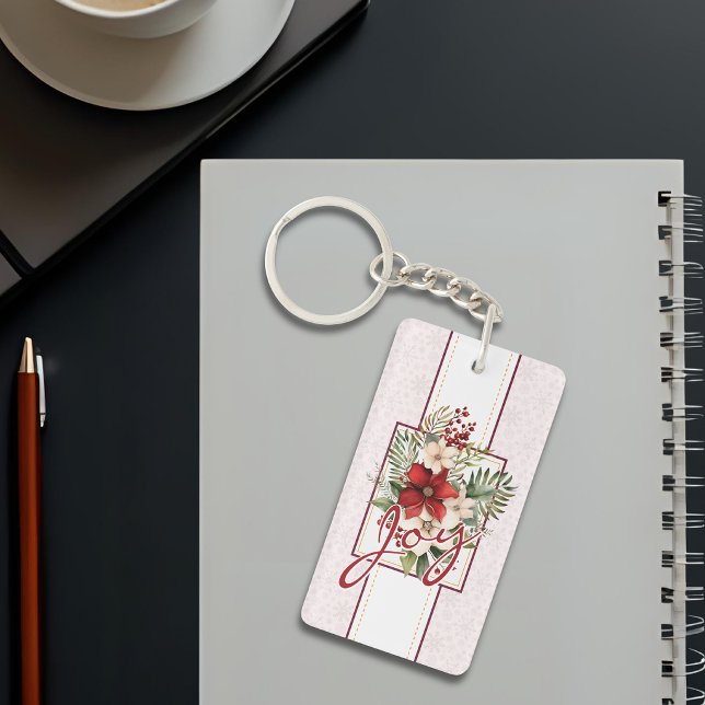 Joy Script Winter Botanical Christmas Key Ring (Creator Uploaded)