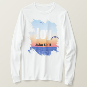 Joy Scripture Glowing Sunset Over Water T-Shirt