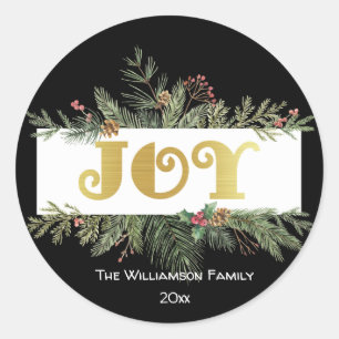 JOY - Shimmering Gold - Personalised Classic Round Sticker