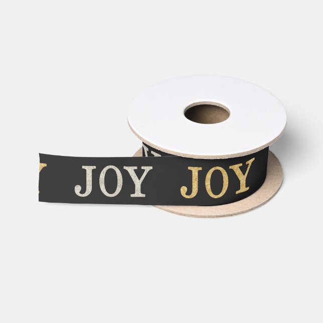 JOY (silver / gold glitter) Satin Ribbon (Spool)