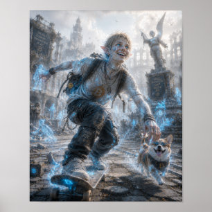 Joy / Skateboarder / Abandoned Square Poster