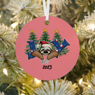Joy Sloth Christmas Metal Tree Decoration
