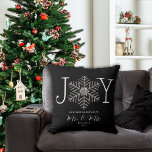 Joy Snowflake First Christmas as Mr & Mrs Cushion<br><div class="desc">Add a touch of sparkling holiday elegance to your home with the 'Joy Snowflake First Christmas as Mr & Mrs' Throw Pillow. The word 'joy' is beautifully crafted using a silver glittery snowflake, infusing the design with a magical touch. Celebrate your first Christmas as a married couple with this unique...</div>