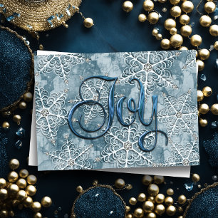 Joy Snowflakes Blue Holiday Card