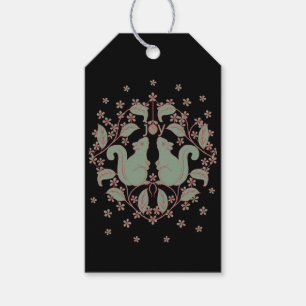 Joy Squirrels with Flowers Animal Art Gift Tag
