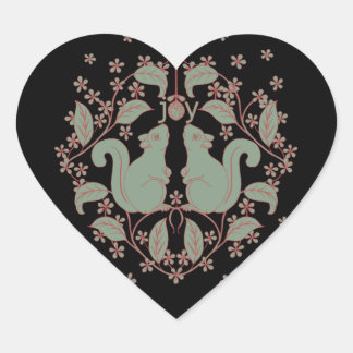 Joy Squirrels with Flowers Animal Art Heart Sticke Sticker