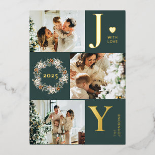 Joy Stylish 3 Photo Collage   Dark Green Christmas