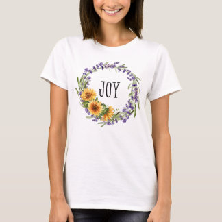Joy Sunflower & Lavender Floral Wreath T-Shirt