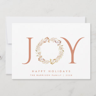 Joy Terracotta Wreath Watercolor Christmas Holiday Card
