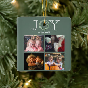Joy to the World 4 Photos Personalised Ceramic Ornament