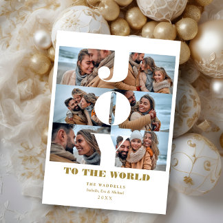 Joy to the World 6 Custom Photos Collage Holiday Postcard