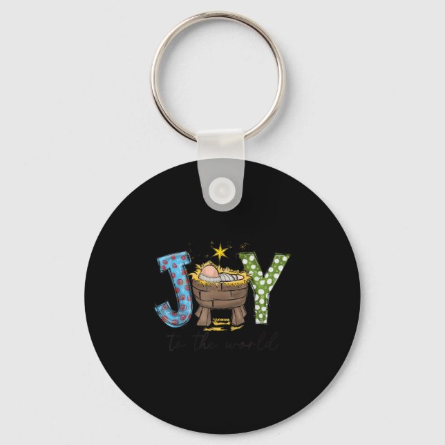 Joy To The World Baby Jesus Christmas Nativity Sce Key Ring (Front)