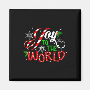 Joy To The World Candy Cane Christmas Pyjamas Xmas Magnet