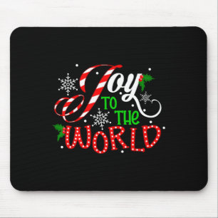 Joy To The World Candy Cane Christmas Pyjamas Xmas Mouse Pad