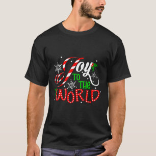 Joy To The World Candy Cane Christmas Pyjamas Xmas T-Shirt