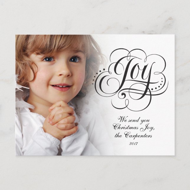 Joy to the World Christian Christmas Calligraphy Holiday Postcard (Front)