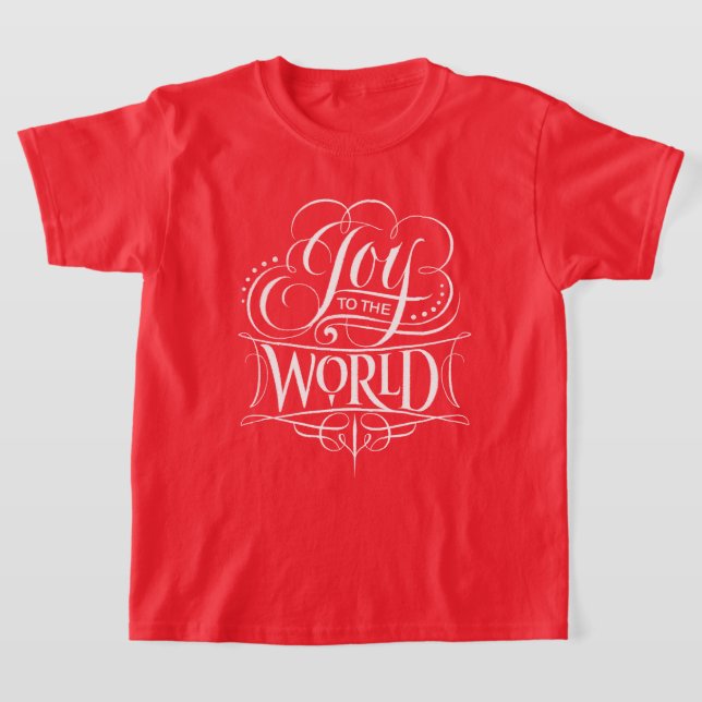 Joy to the World - Christian Christmas Calligraphy T-Shirt (Laydown)