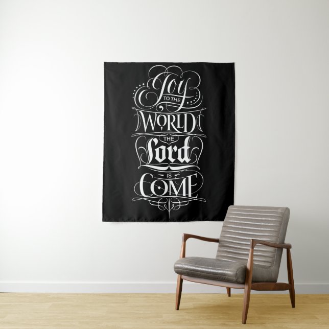 Joy to the World Christian Christmas Calligraphy Tapestry (In Situ)