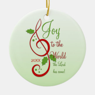 Joy to the World Christian Christmas Carol Dated Ceramic Tree Decoration