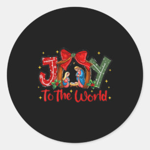 Joy To The World Christian Christmas Coquette Oh H Classic Round Sticker
