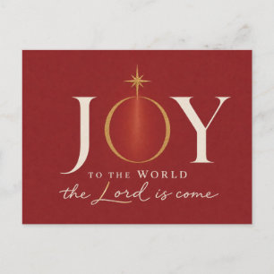 JOY TO THE WORLD Christian Christmas Holiday Postcard