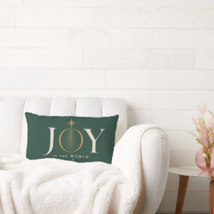 JOY TO THE WORLD Christian Christmas Lumbar Cushion