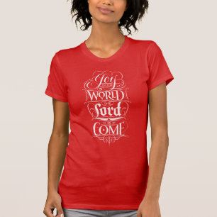 Joy to the World Christmas Calligraphy Christian T-Shirt
