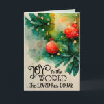 Joy to the World Christmas Carol Christian Holiday Card<br><div class="desc">Christmas holiday Christian card depicts a beautiful watercolor floral with simple red berries and greenery. It features the beloved Christmas Carol, "Joy to the world, the Lord is come, Let Earth receive her King, Let every heart prepare Him room, And Heaven and nature sing." The greeting, prayer can be customised...</div>