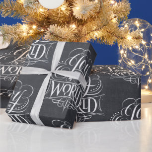 Joy To the World - Christmas Chalkboard Chalk Wrapping Paper