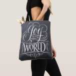 Joy to the World Christmas Chalkboard Lettering Tote Bag<br><div class="desc">Whenever I sing this Christmas carol, the 'Joy to the World' portion is always so much fun. It comes out in full strength and with… JOY. That was the inspiration for this marvellous piece of calligraphic artwork by professional lettering artist Ivan Angelic. So modern on the real chalkboard background, so...</div>