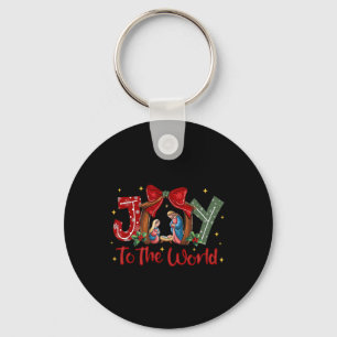 Joy To The World Christmas Christian Nativity Scen Key Ring