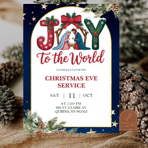 Joy to the World Christmas Church Service Invitation