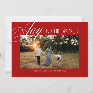 Joy to the World Christmas Design Red Holiday Card
