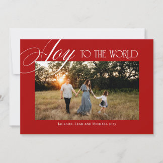 Joy to the World Christmas Design Red Holiday Card