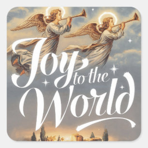 Joy to the World Christmas Design Square Sticker