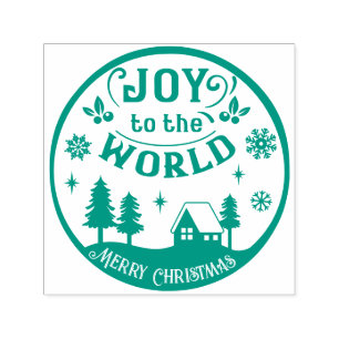 Joy to the World Christmas Landscape  Self-inking Stamp