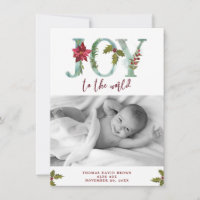 joy to the world christmas new baby photo card