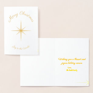 Joy To The World Christmas Photo Greeting Foil Card