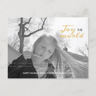 Joy to the World Christmas Photo Modern Holiday Postcard