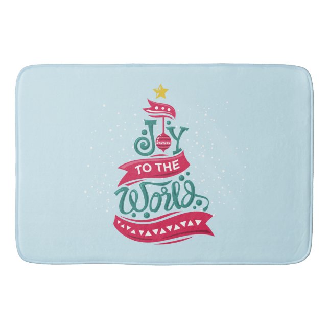 Joy to the World Christmas Quote Typography Bath Mat (Front)