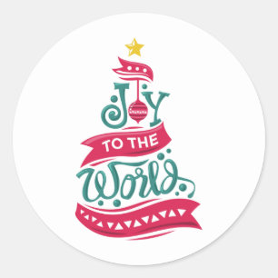 Joy to the World Christmas Quote Typography Classic Round Sticker
