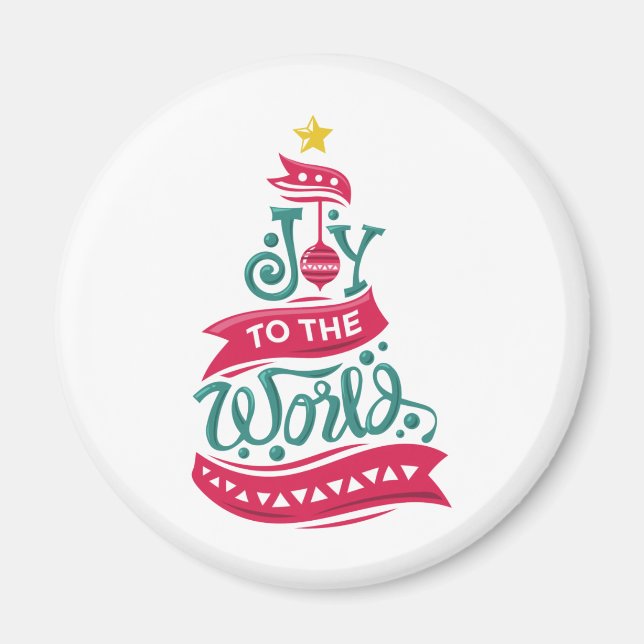 Joy to the World Christmas Quote Typography Magnet (Front)