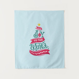 Joy to the World Christmas Quote Typography Tapestry